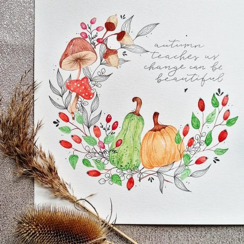 Herbstkranz mit Lettering