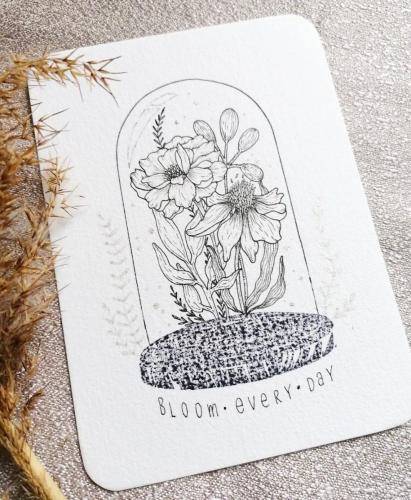 florale Illustration mit Stempel